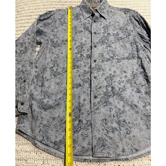 VTG St. John's Bay Corduroy Button Up Shirt Paisley Women's Size Small Blue - Picture 3 of 11
